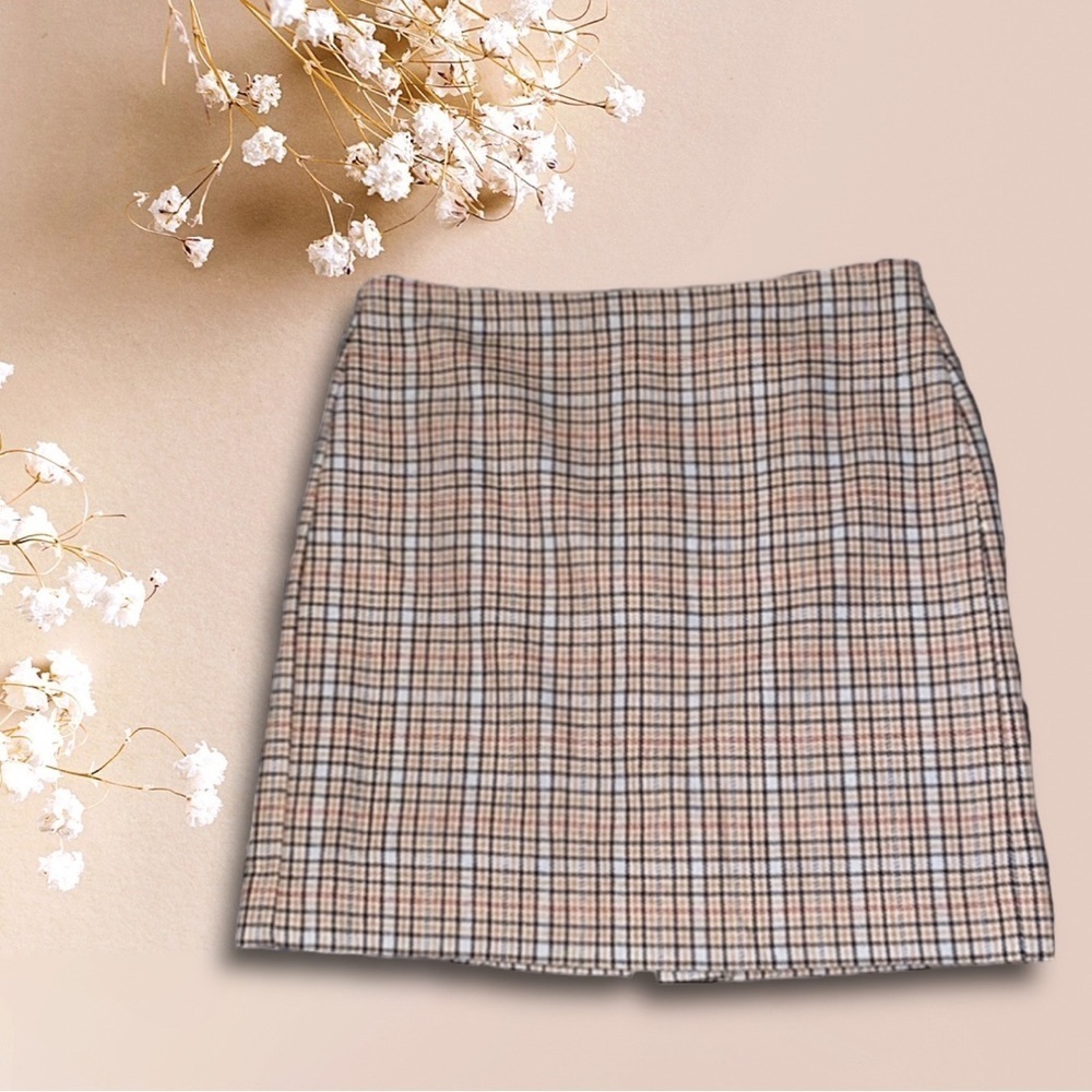 Banana Republic Size 6 Plaid Wool Casual Mini Skirt